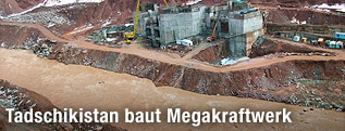Baustelle am Rogun-Staudamm in Tadschikistan