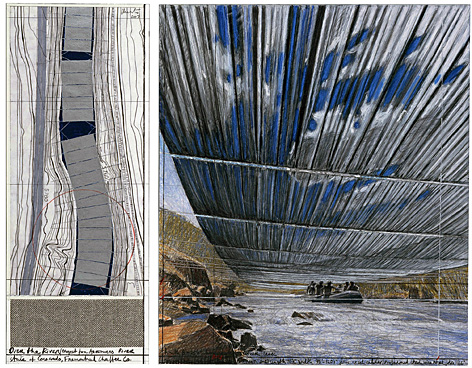 © AP/Christo and Jeanne-Claude Skizze des neuen Projekts "Over the River"