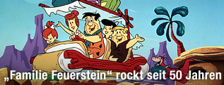 Familie Feuerstein und Rubble in einem Auto