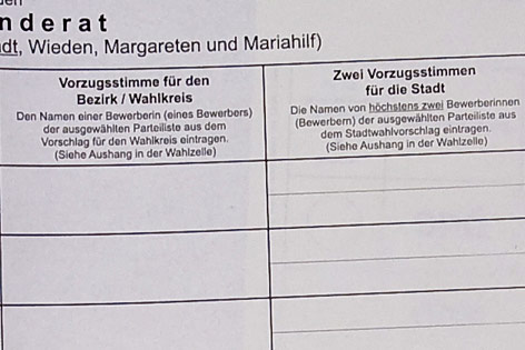 © ORF.at/Roland Winkler Stimmzettel für die Wiener Wahl