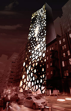 © AP/SOMA Architects Modell der Moschee bei Nacht