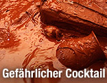 Mit Schlamm überzogene Gegenstände