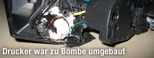 Drucker in dem die Bombe versteckt war