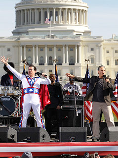 Jon Stewart mit Kollegen Stephen Colbert