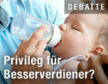 Flasche mit Baby