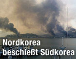 Rauchwolken über der südkoreanischen Insel Yeonpueong