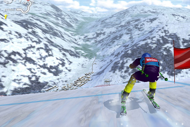 © Greentube/ORF.at Screenshot eines Skirennläufers des Online-Spieles Ski Challenge