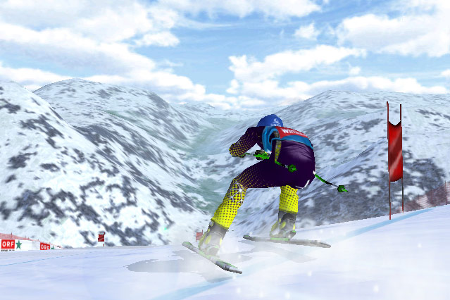© Greentube/ORF.at Screenshot eines Skirennläufers des Online-Spieles Ski Challenge
