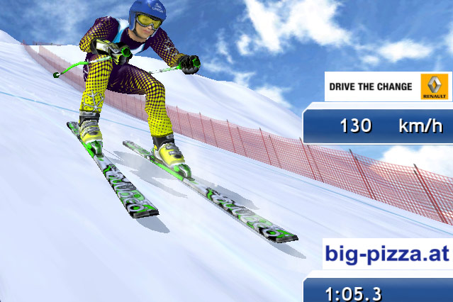 © Greentube/ORF.at Screenshot eines Skirennläufers des Online-Spieles Ski Challenge