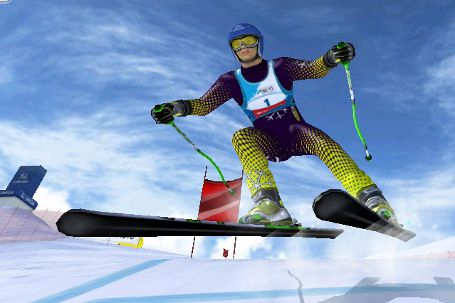 © Greentube/ORF.at Screenshot eines Skirennläufers des Online-Spieles Ski Challenge