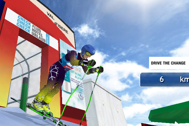 © Greentube/ORF.at Screenshot eines Skirennläufers des Online-Spieles Ski Challenge