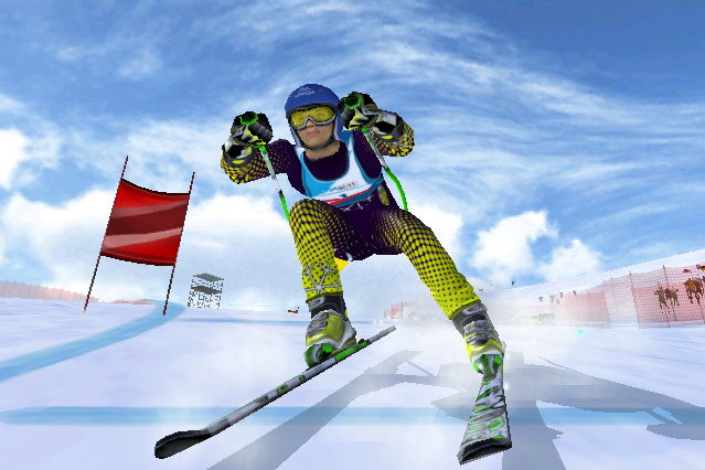 © Greentube/ORF.at Screenshot eines Skirennläufers des Online-Spieles Ski Challenge