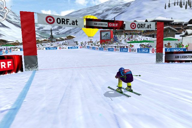 © Greentube/ORF.at Screenshot eines Skirennläufers des Online-Spieles Ski Challenge