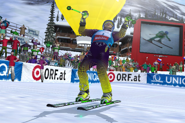 © Greentube/ORF.at Screenshot eines Skirennläufers des Online-Spieles Ski Challenge