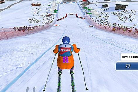 © Greentube/ORF.at Screenshot eines Skirennläufers des Online-Spieles Ski Challenge