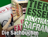 Buchcover von "New York, Portr&auml;t einer Stadt", "Die Essensf&auml;lscher" und "Tiere essen"
