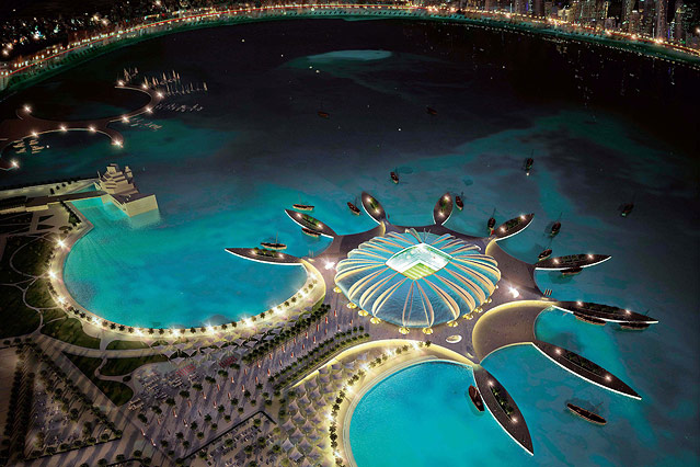 Modell des Doha Port Stadion in Doha