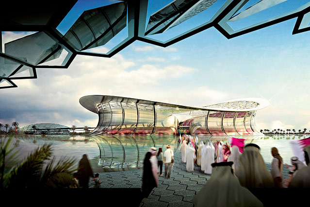 Modell des Lusail Iconic Stadion in Lusail City