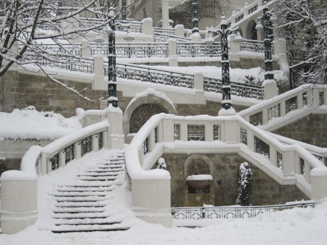 Strudelhofstiege in Wien im Schnee