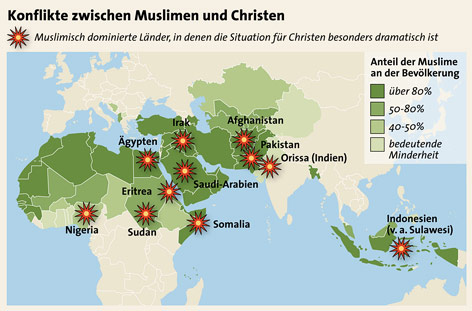 © APA/Margret Schmitt Grafik von Konflikte zwischen Muslimen und Christen