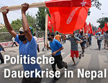 Nepalesischer Maoist bei einer Anti-Regierungs-Demo