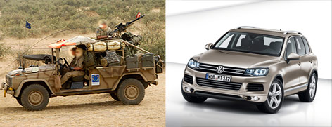 gegenüberstellung Pinzgauer und VW Toureg