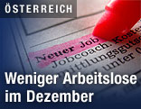 Detailaufnahme eines Stelleninserats mit Stift