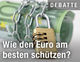 Bündel 100-Euro-Scheine mit Kette und Schloss