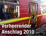 Zerstörter U-Bahn-Zug