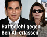 Der gest&uuml;rzte Pr&auml;sident von Tunesien Zine El Abidine Ben Ali mit seiner Frau Leila