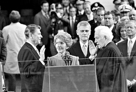 © AP/Bob Daugherty Ehemaliger US-Präsident Ronald Reagan bei seinem Amtsantritt 1981
