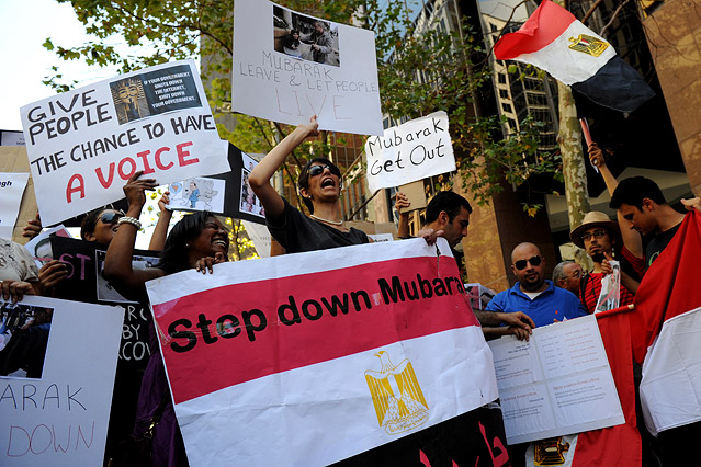 Anti-Mubarak-Demonstranten in Sydney