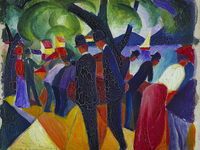 © Städtische Galerie im Lenbachhaus und Kunstbau München August Macke, "Spaziergang auf der Brücke", 1913