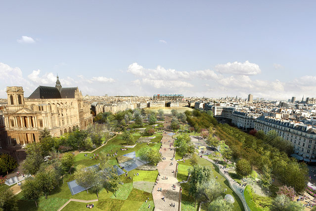 © SEURA/Philippe Raguin/GOLEM/Xavier Depaule Computergrafik Les Halles in Paris