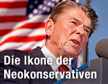 Ehemaliger US-Präsident Ronald Reagan hält eine Rede