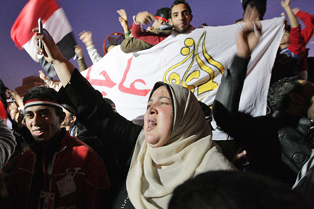 Demonstranten jubeln