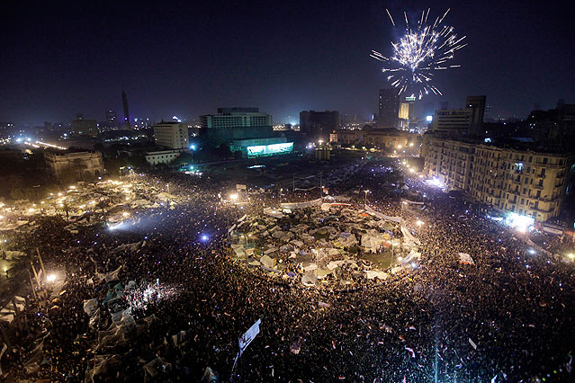Feuerwerk über dem Tahrir-Platz