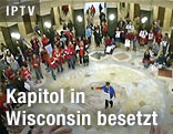 Demonstranten im Kapitol von Wisconsin