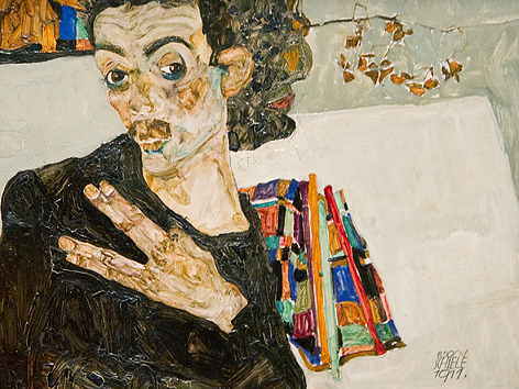 © Wien Museum, ORF.at/Carina Kainz Reproduktionsfoto "Selbstporträt mit gespreizten Fingern"
