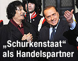 Libysche Staatschef Muammar al-Gaddafi und der italienische Ministerpräsident Silvio Berlusconi