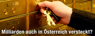 Eine Hand &ouml;ffnet ein Bankschlie&szlig;fach