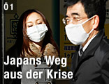 Japaner mit Schutzmaske vor dem Mund