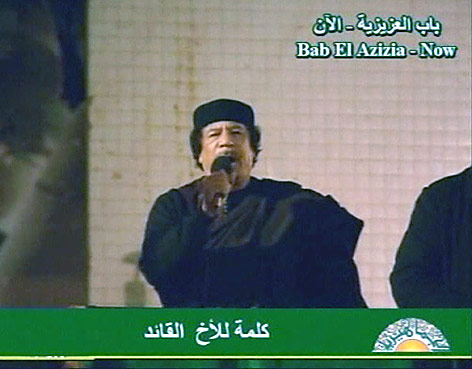 © AP/Libyan State TV Gaddafi spricht im libyschen Staatsfernsehen