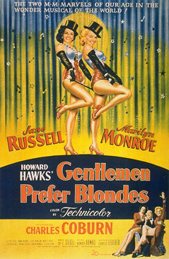 Filmplakat von "Blondinen bevorzugt" mit Jane Russel und Marilyn Monroe