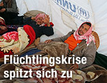 Flüchtlinge in Zelt