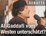 Muammar Al-Gaddafi bei einer Rede