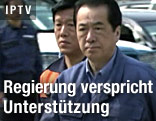 Japanischer Premierminister Naoto Kan im Erdbebengebiet