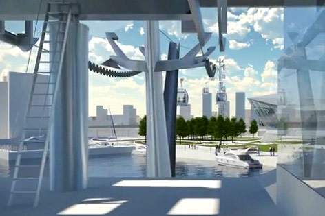 © Mace Ltd. Computeranimation der Seilbahn in London