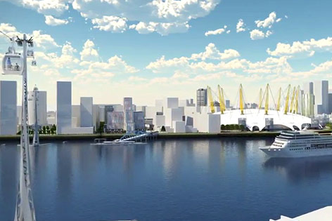 © Mace Ltd. Computeranimation der Seilbahn in London
