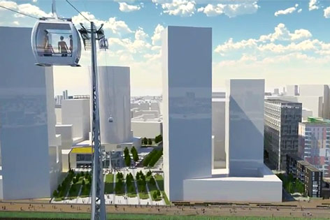 © Mace Ltd. Computeranimation der Seilbahn in London